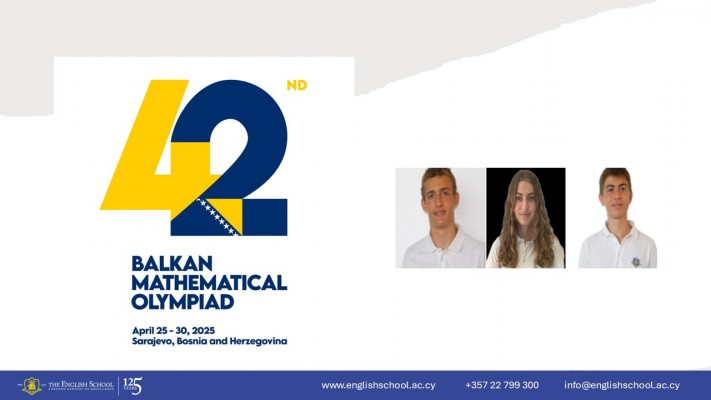 Three English School Students to Represent Cyprus at the 42nd Balkan Mathematical Olympiad